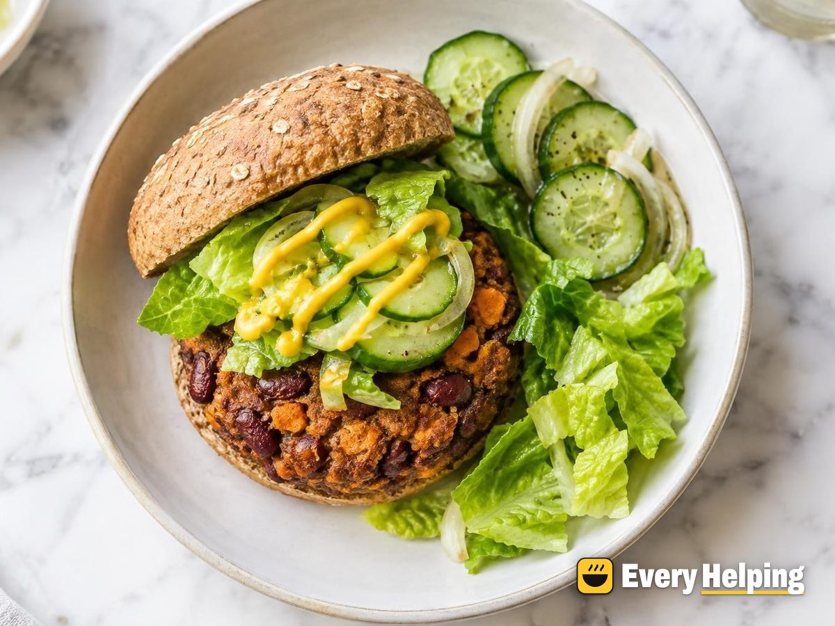 Kidney Bean Sweet Potato Burgers with Mustard