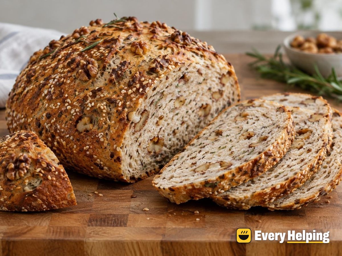 Rosemary Garlic Walnut Seeded Sourdough Boule