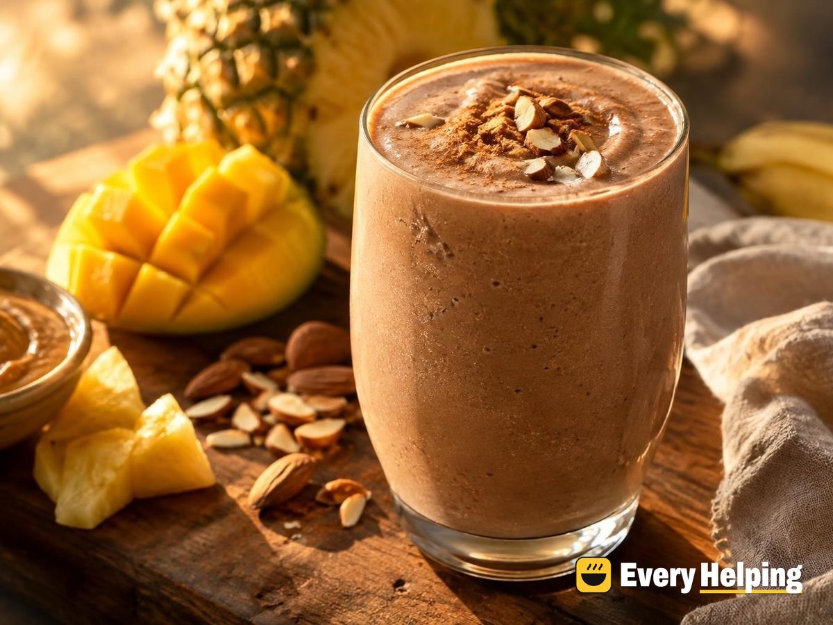 Frosty Chocolate Mango Pineapple Almond Shake