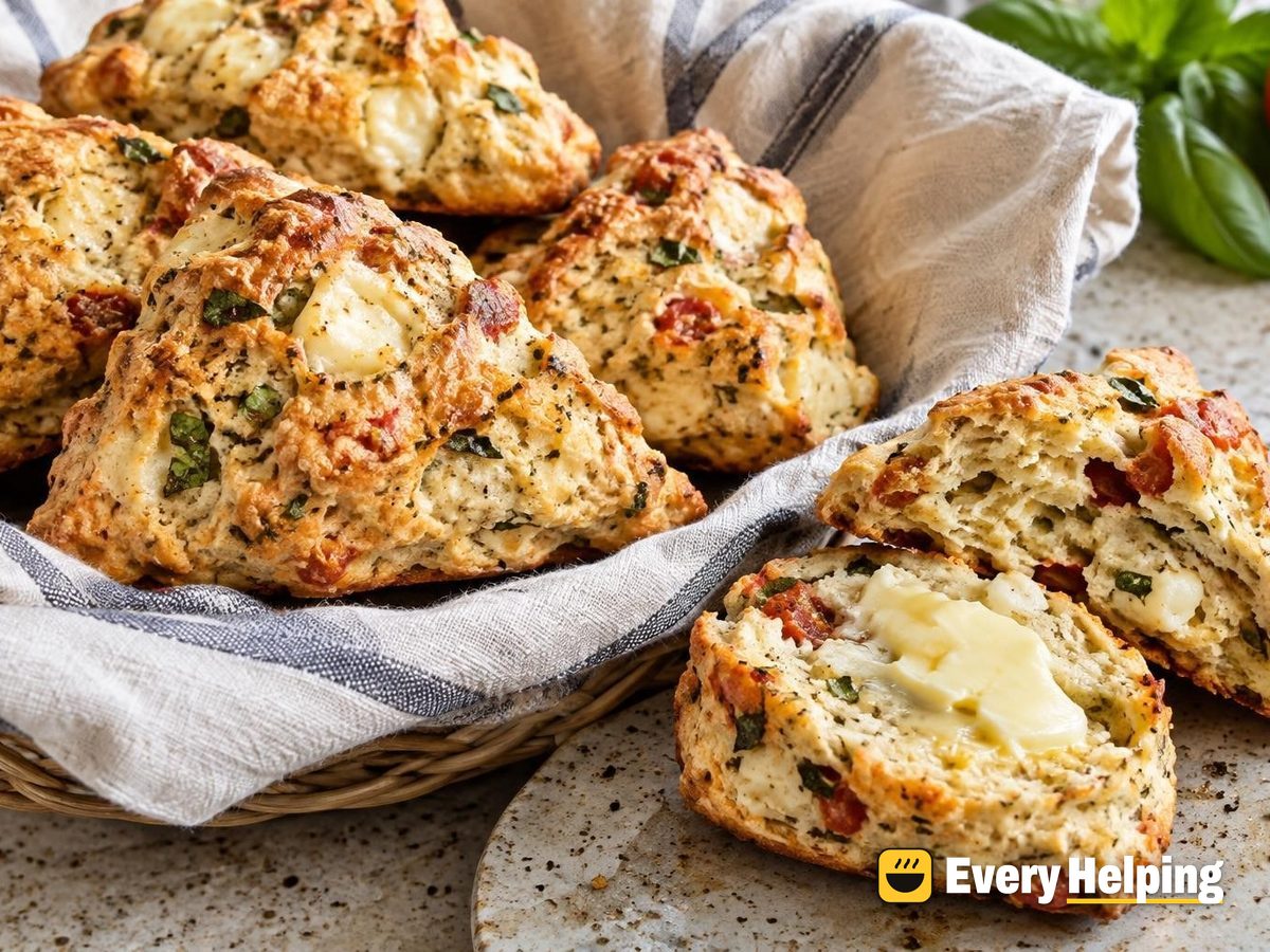 Tomato Basil Mozzarella Black Pepper Scones