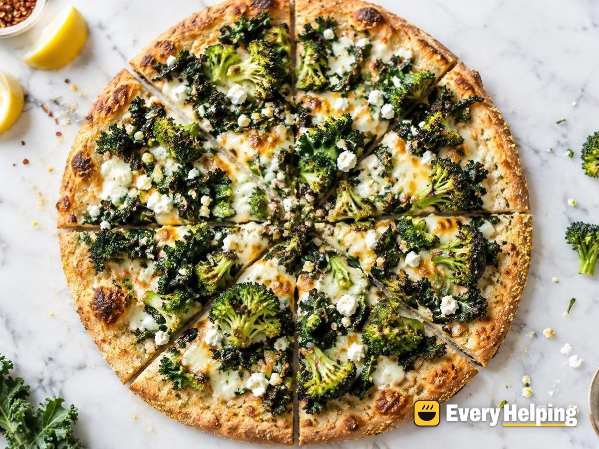Garlicky Broccoli and Kale Feta Flatbreads