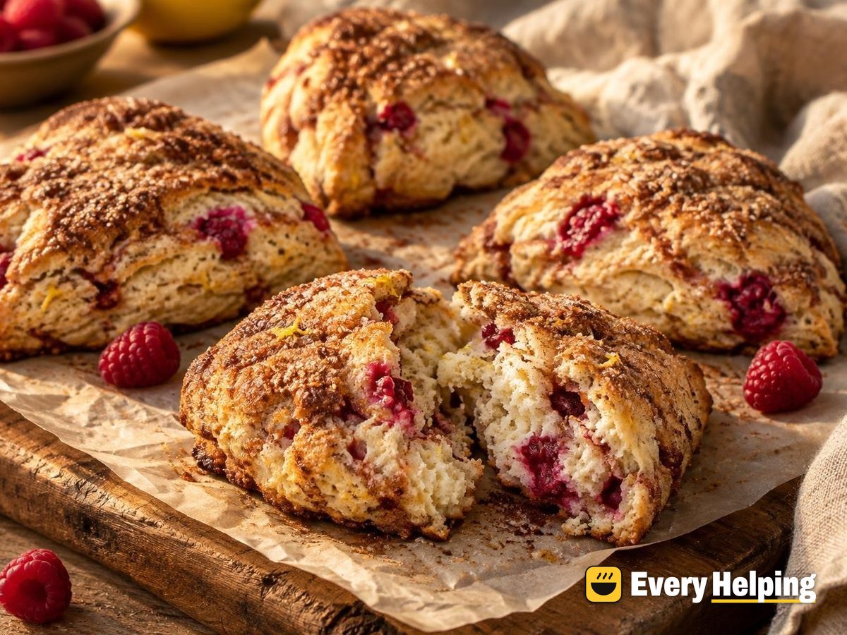 Raspberry Cinnamon Sugar Cream Scones