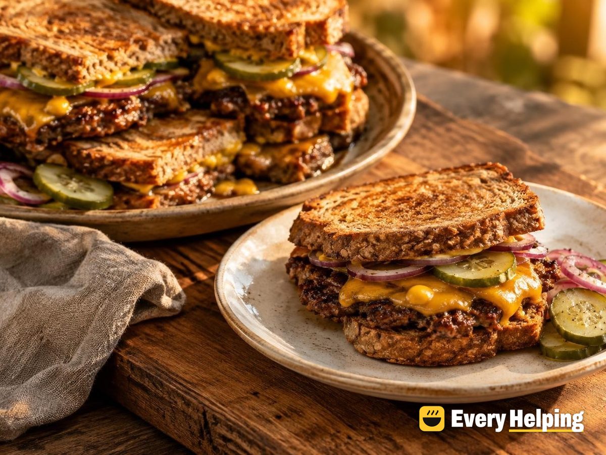Garlic-Herb Turkey Smash Burgers, Sweet Pickles