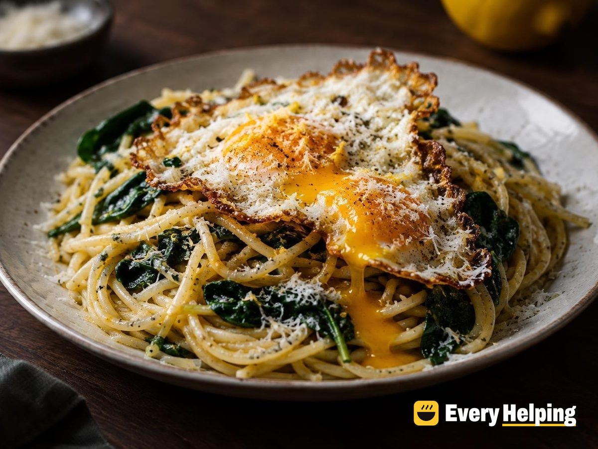 Garlic Oil Spaghetti with Crispy Fried Eggs