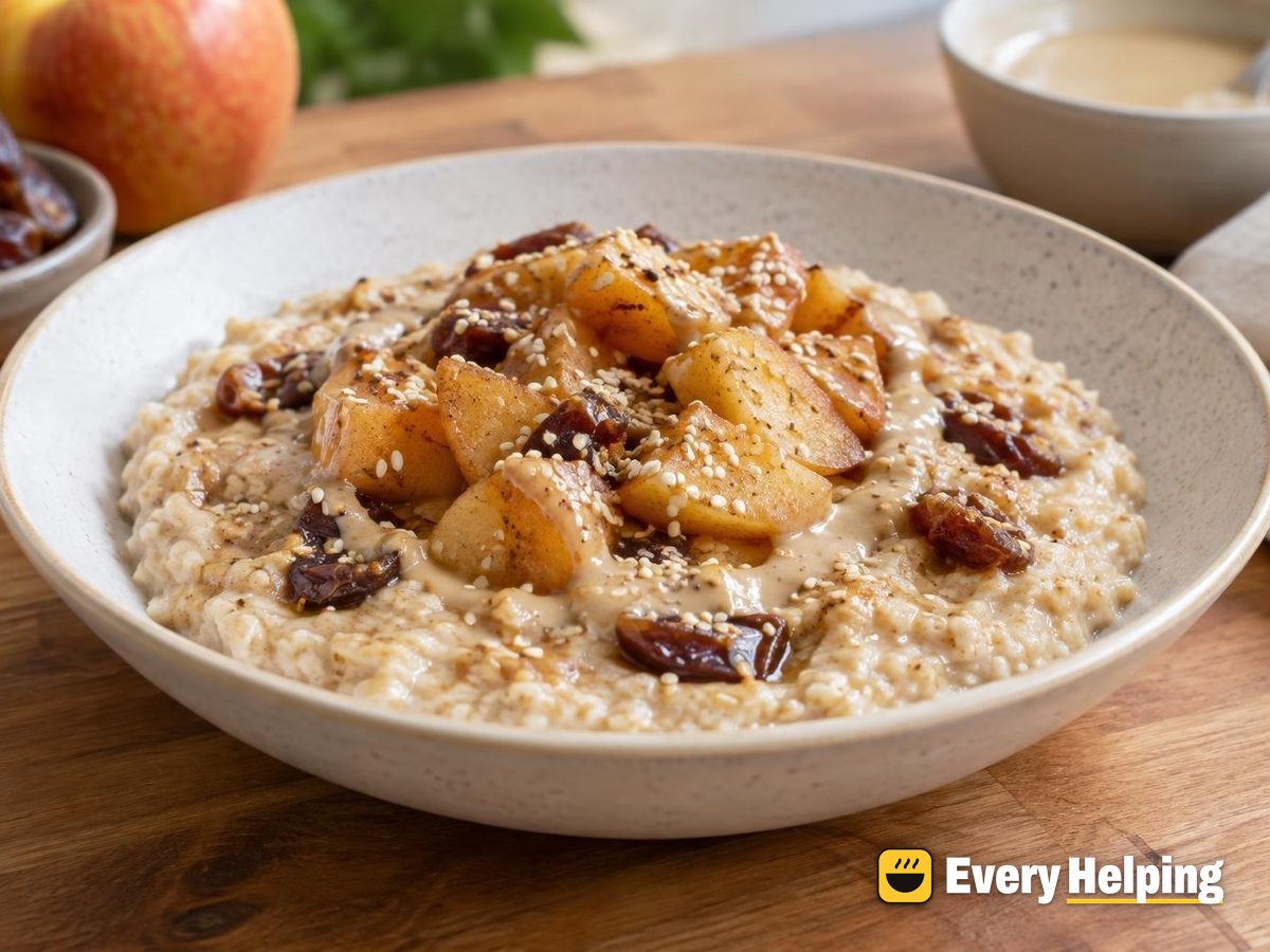 Tahini Date Apple Cinnamon Porridge