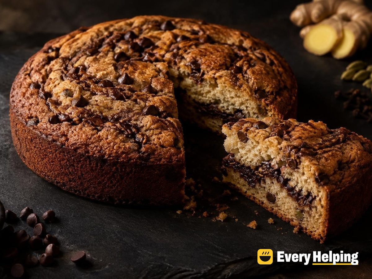 Chai-Spiced Sour Cream Cake with Cocoa Ribbon