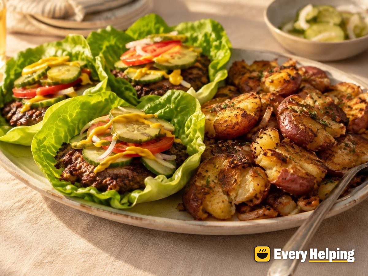 Bunless Smash Burgers with Quick Pickles