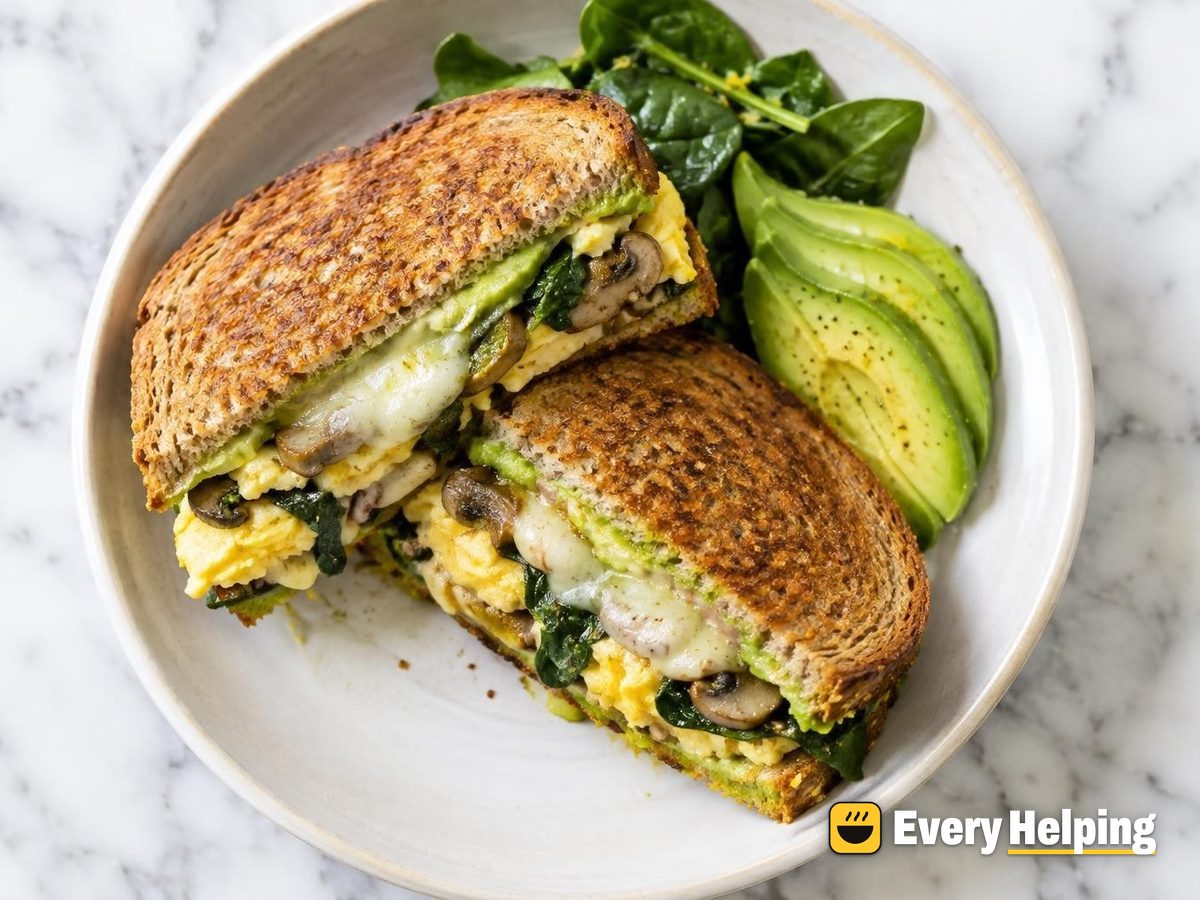 Mushroom Spinach Egg Melts with Avocado