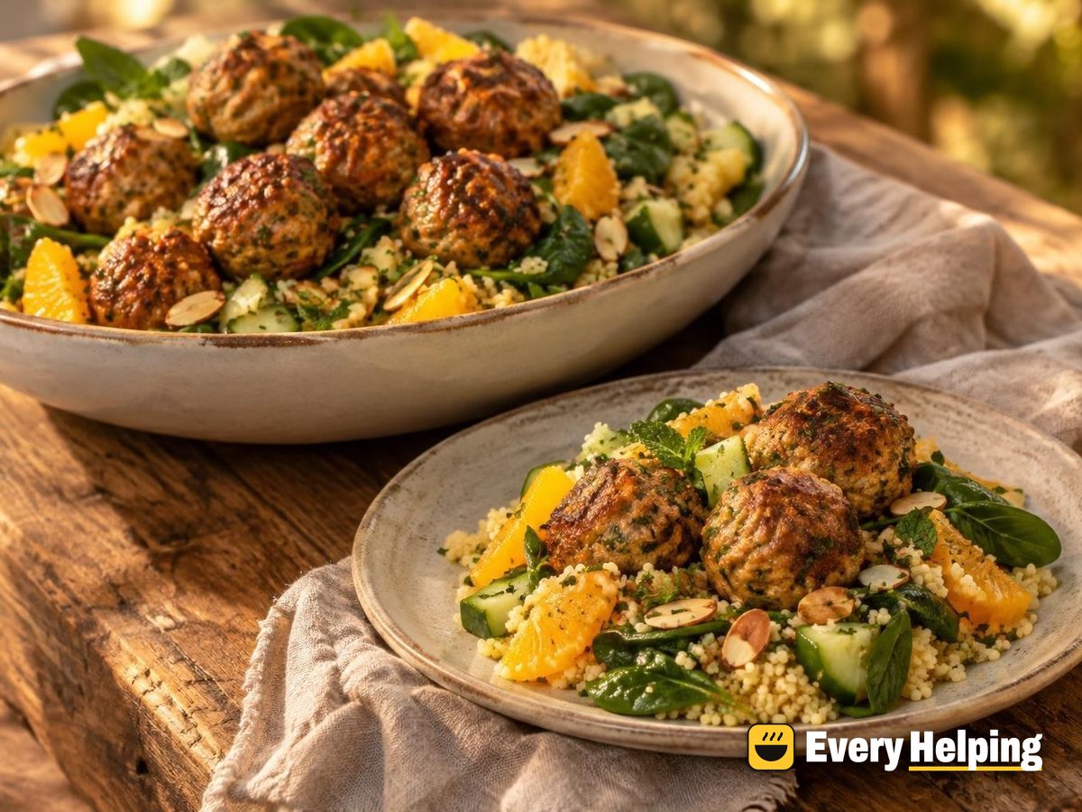 Moroccan-Spiced Turkey Meatballs with Orange Couscous Salad