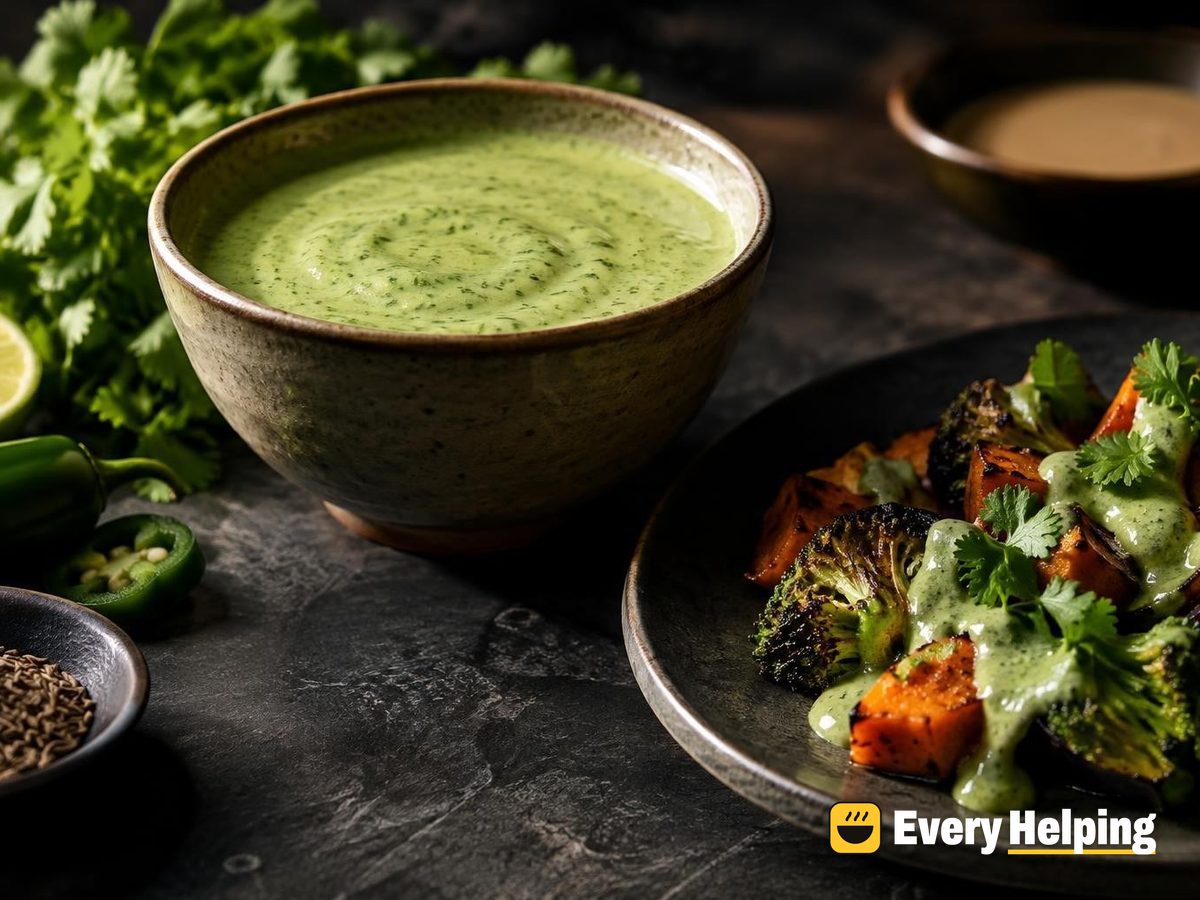 Blender Lime Cilantro Tahini Dressing with Cumin