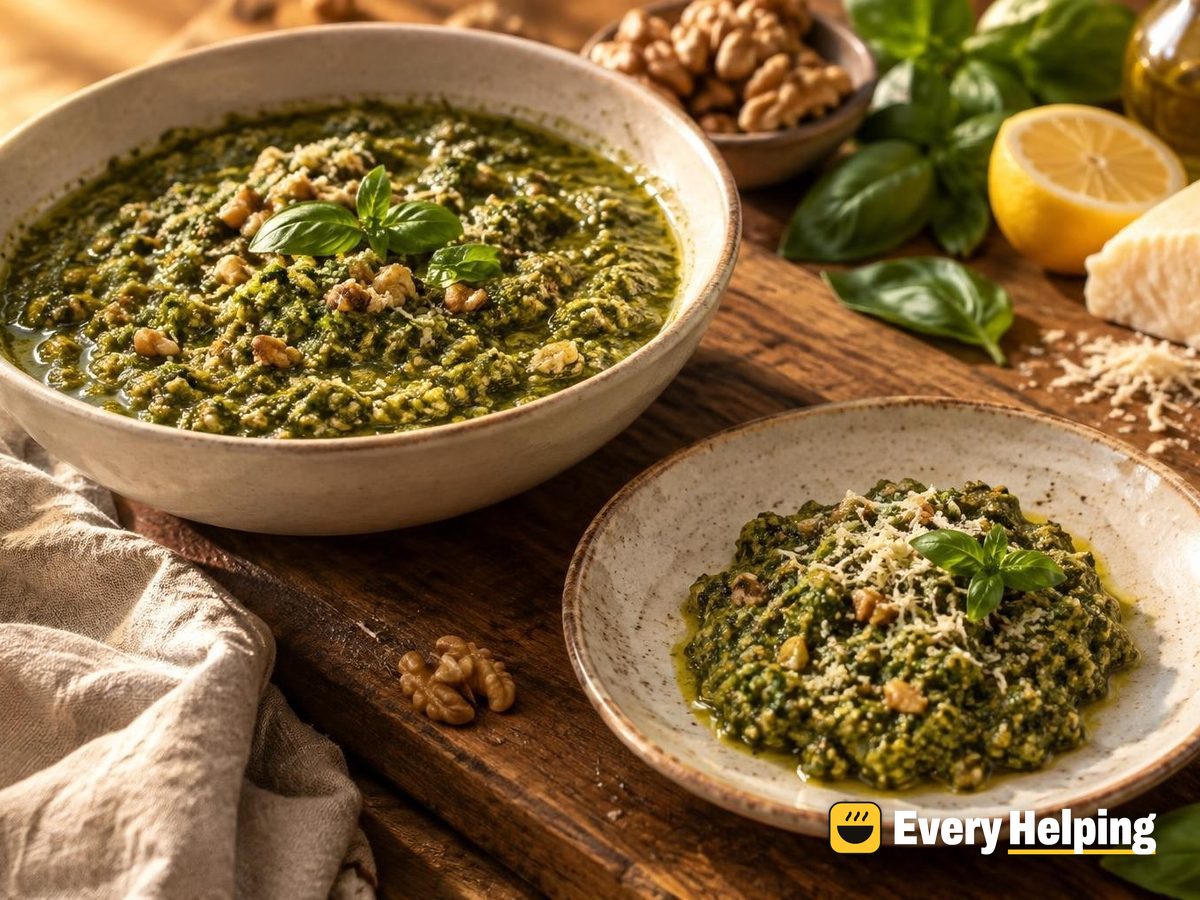 Toasted Walnut Basil Pesto with Parmesan