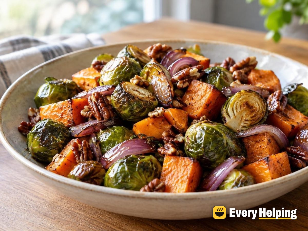 Maple Pecan Roasted Brussels Sprouts