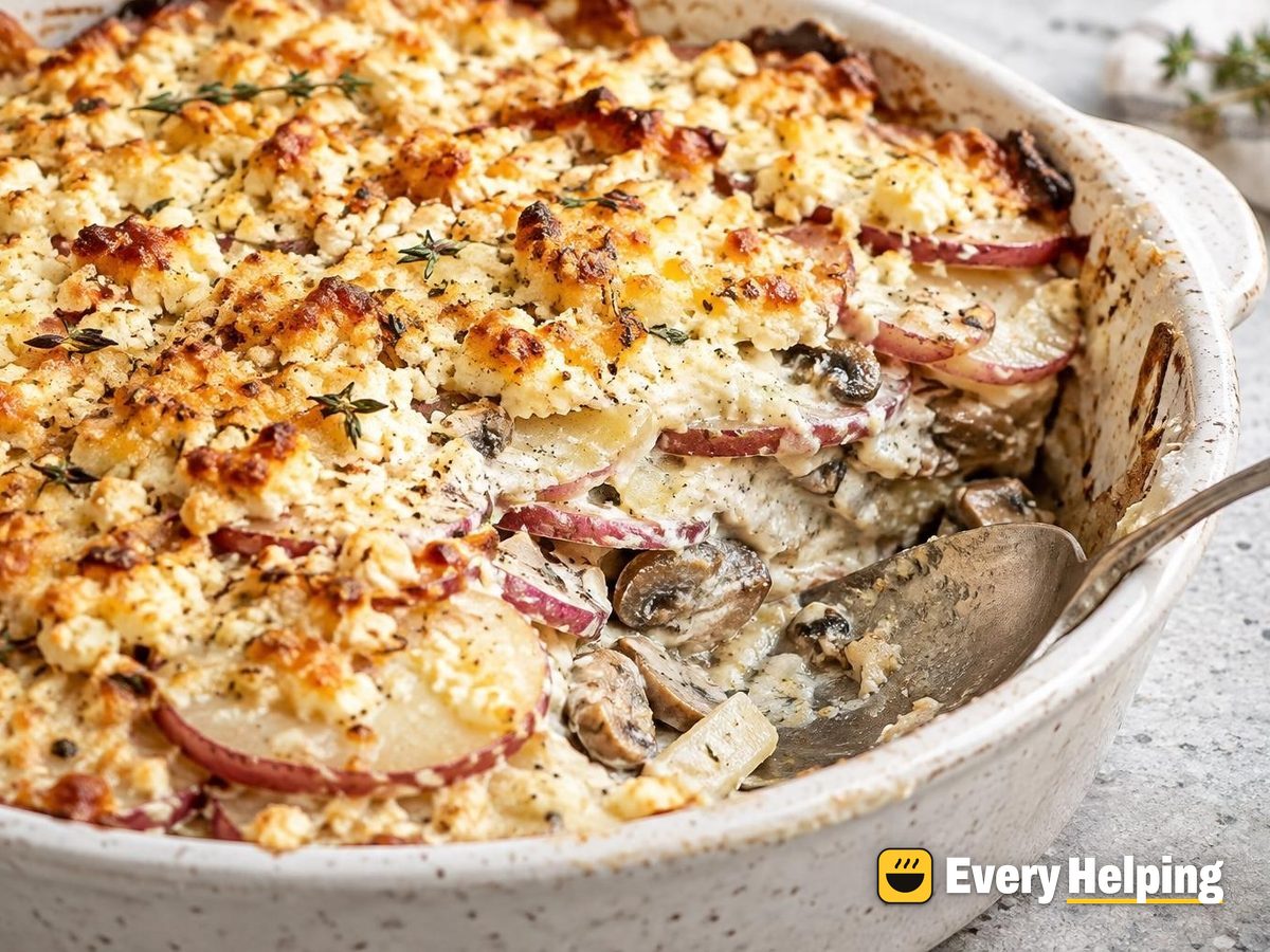 Layered Potato Gratin with Ricotta and Feta