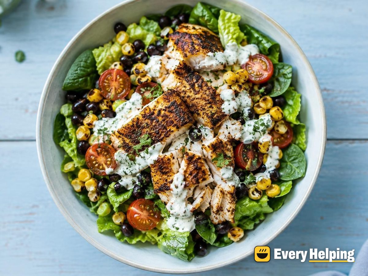 Blackened Cod Greens Bowls with Herb Yogurt