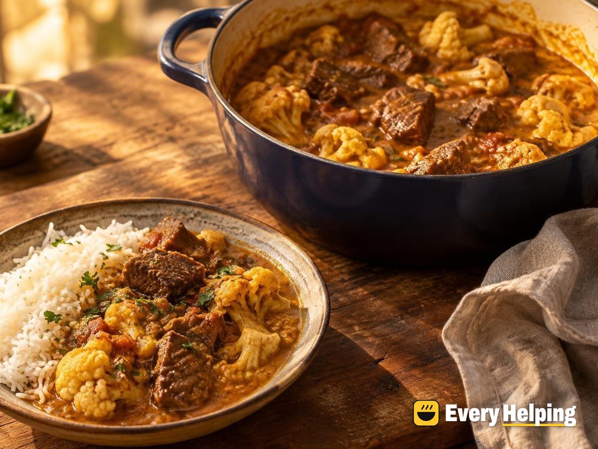 Braised Beef Chuck Coconut Curry with Cauliflower