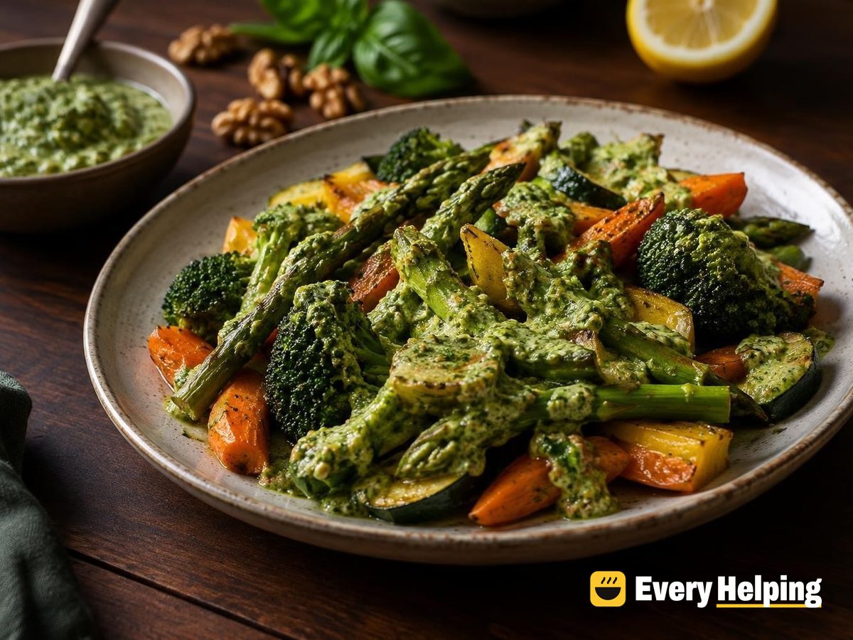 Toasted Walnut Basil Pesto for Vegetables