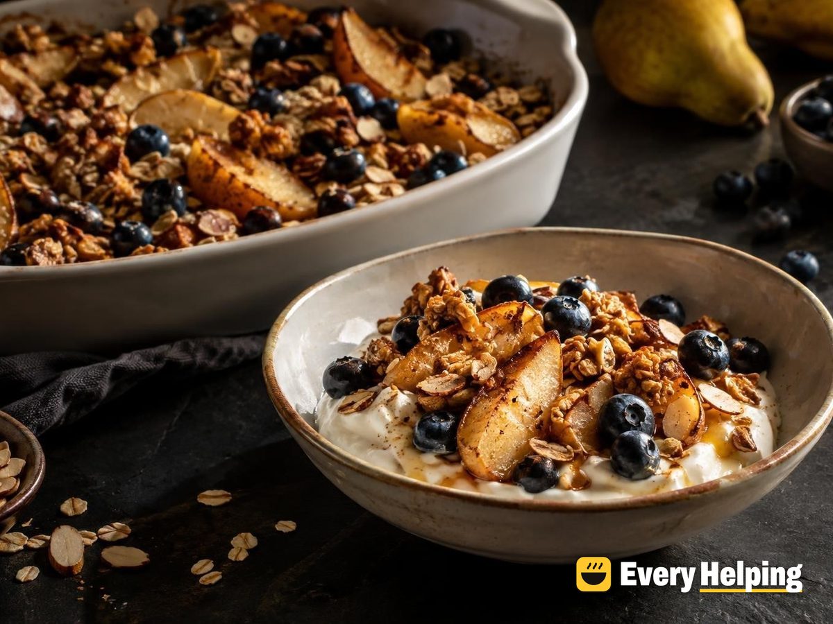 Cardamom Yogurt Bowls with Roasted Pears and Granola