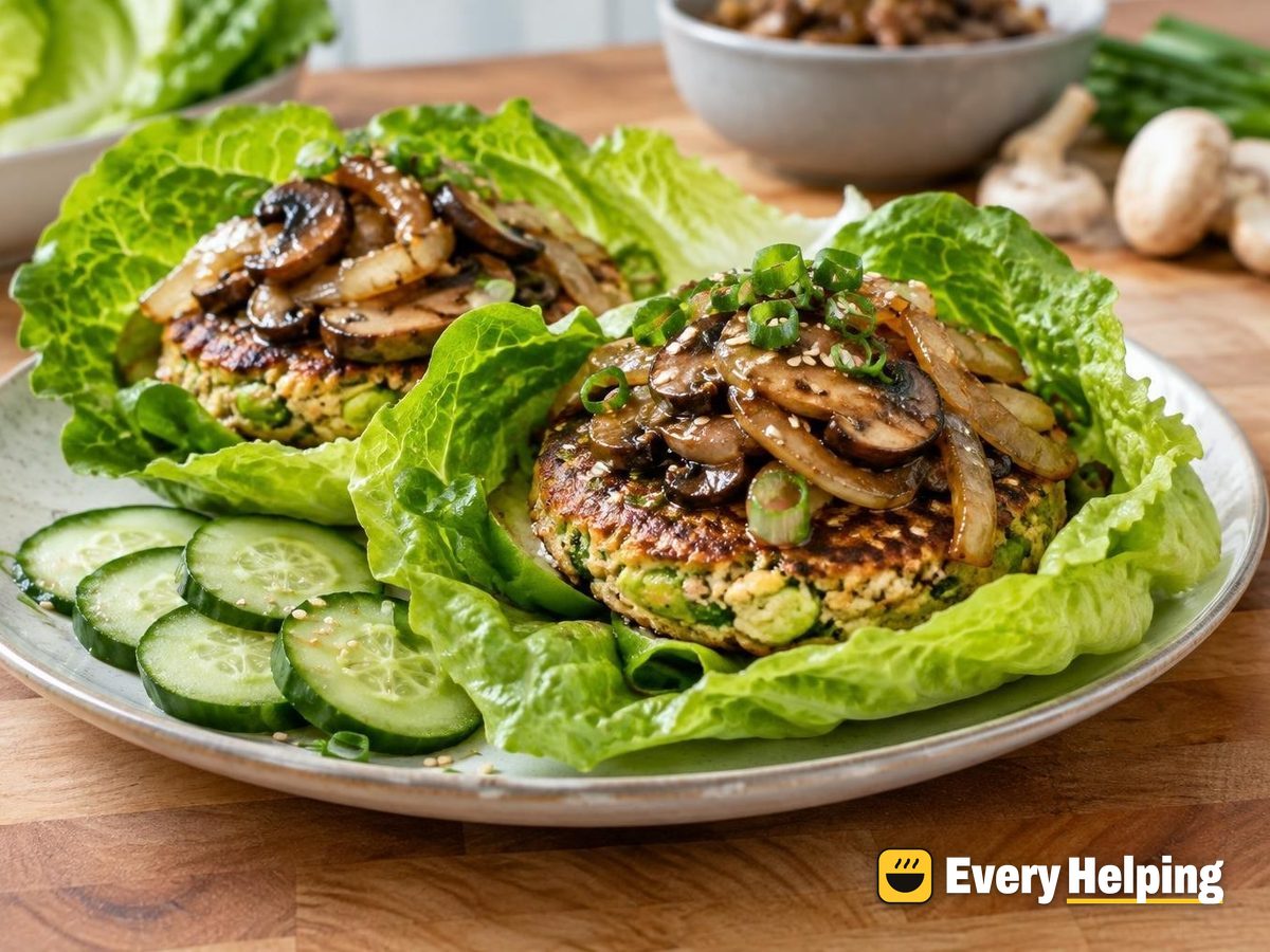 Ginger-Sesame Tofu Burgers in Lettuce Wraps