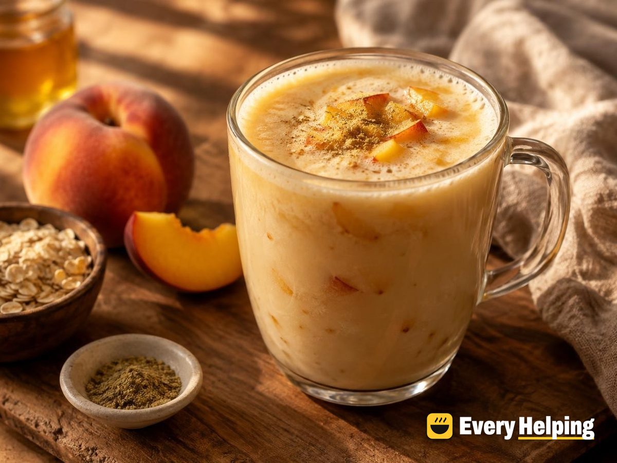 Warm Peach Honey Green Tea Oat Latte
