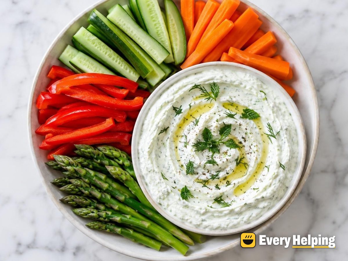 Whipped Feta Garlic Herb Dip with Crudités