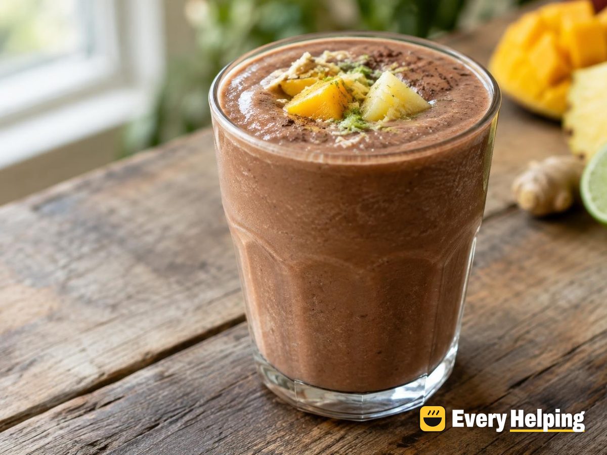 Frosty Chocolate Mango Pineapple Tahini Smoothie