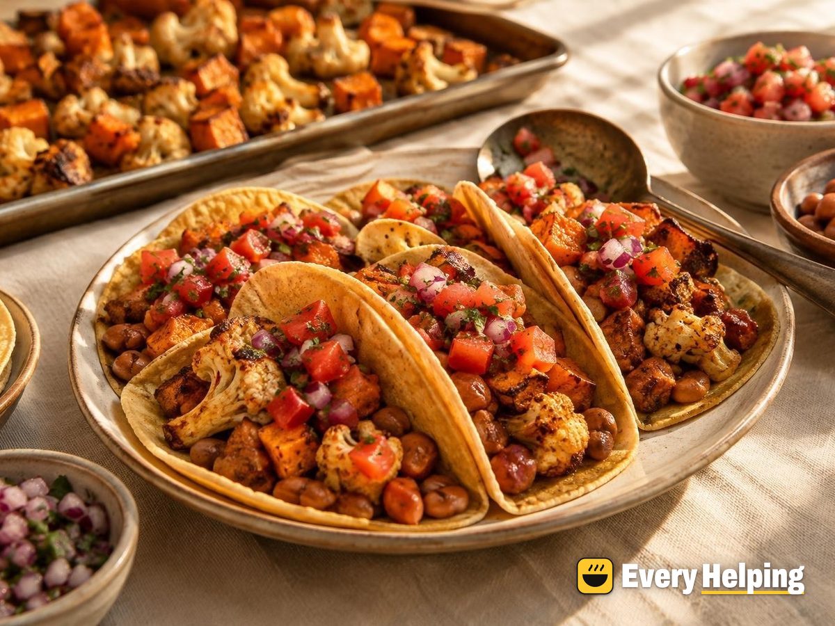 Roasted Sweet Potato and Cauliflower Tacos