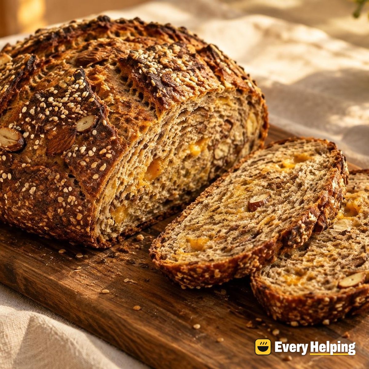 Toasted Almond Cheddar Rye Loaf