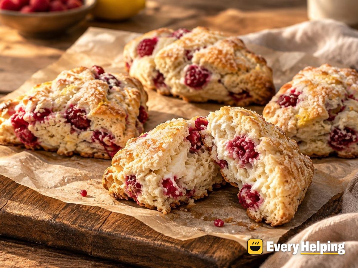 Raspberry White-Wheat Cream Cheese Scones