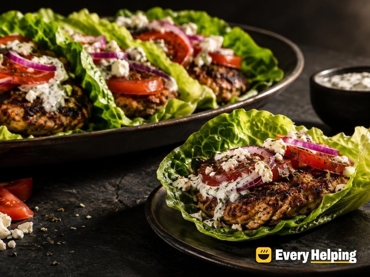 Garlic-Herb Turkey Smash Burger Lettuce Wraps