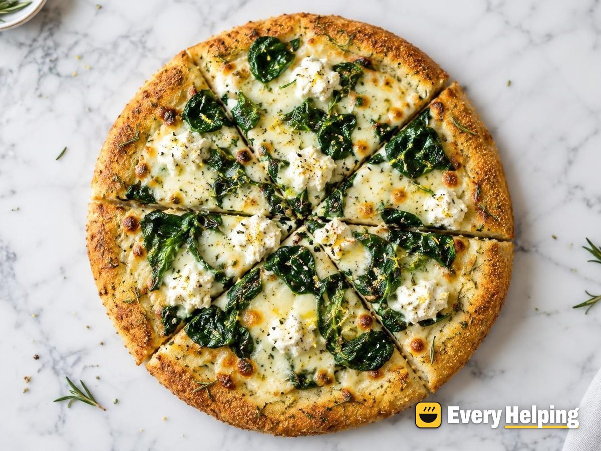 Rosemary Semolina Pan Pizzas with Garlic Spinach