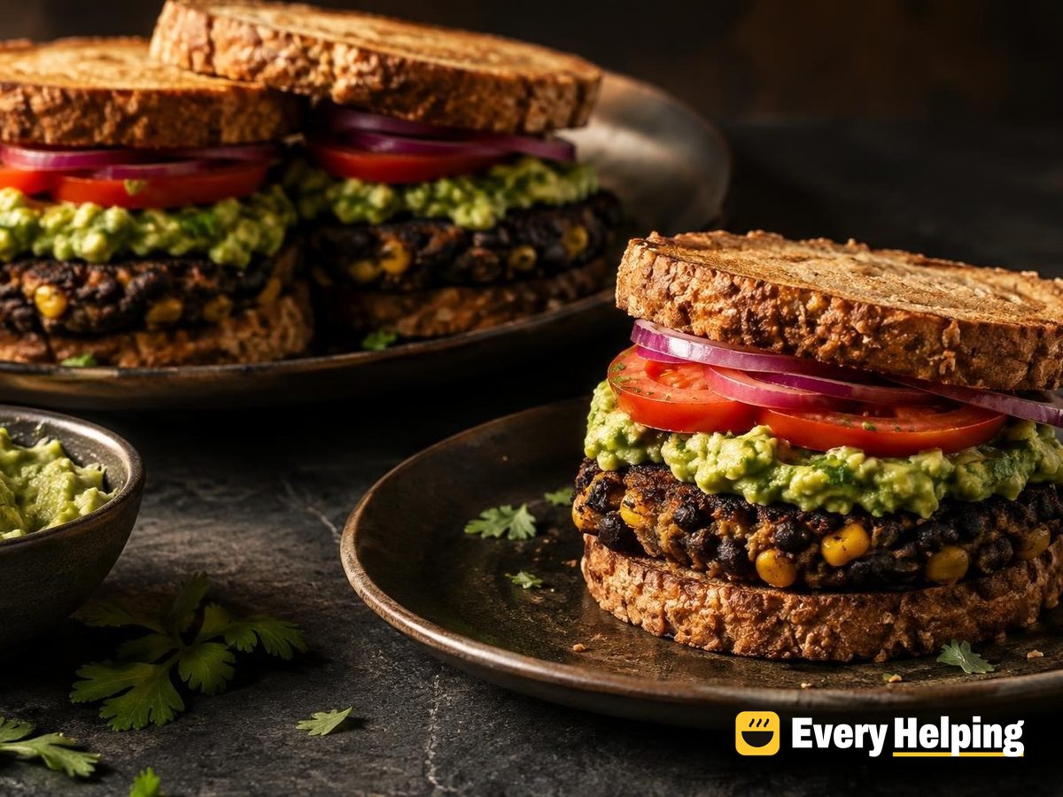 Cumin-Lime Black Bean Burgers with Smashed Avocado
