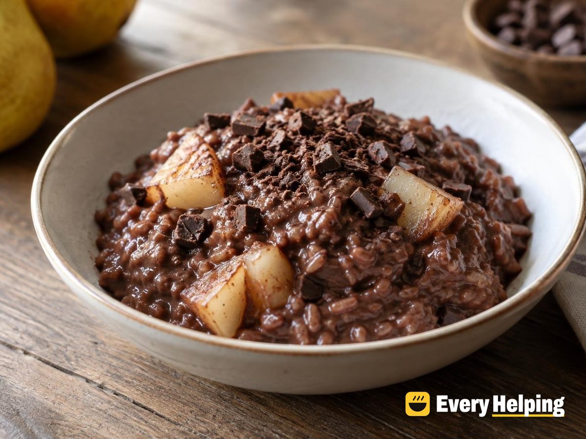 Slow-Cooker Chocolate Pear Rice Pudding