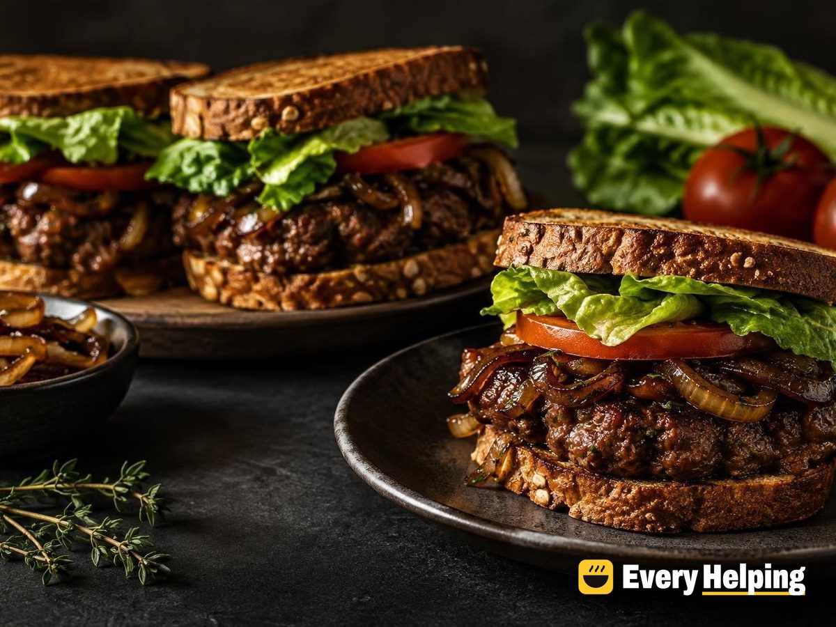 Garlic-Herb Chuck Burgers with Balsamic Onions