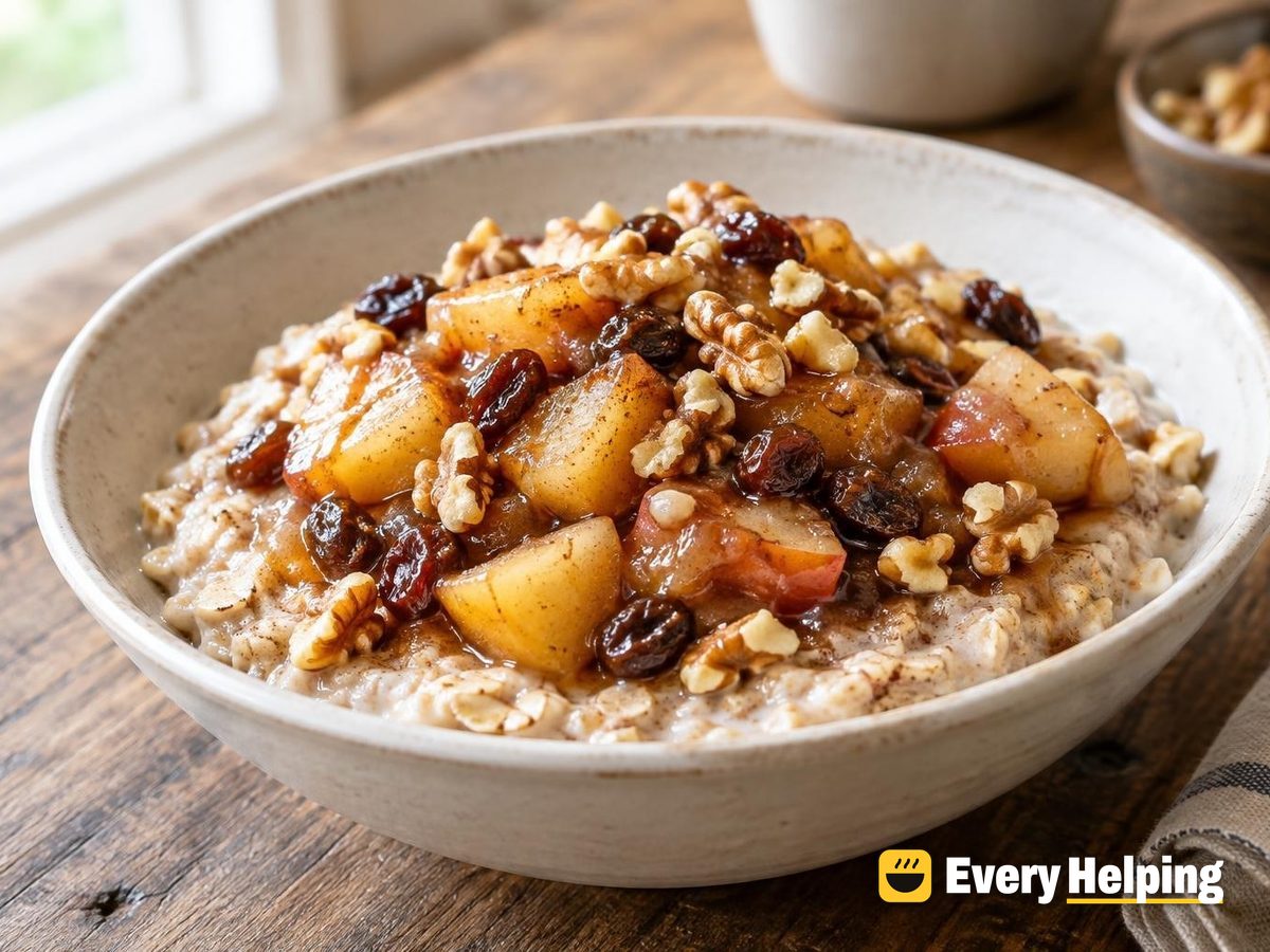 Maple Apple-Raisin Compote over Cinnamon Oatmeal