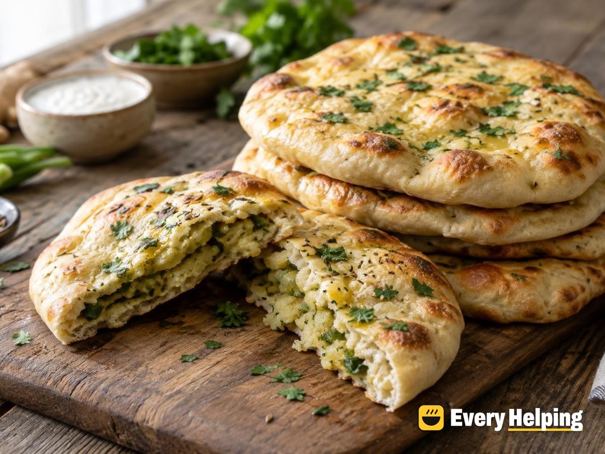 Cardamom Aloo-Stuffed Herb Naan