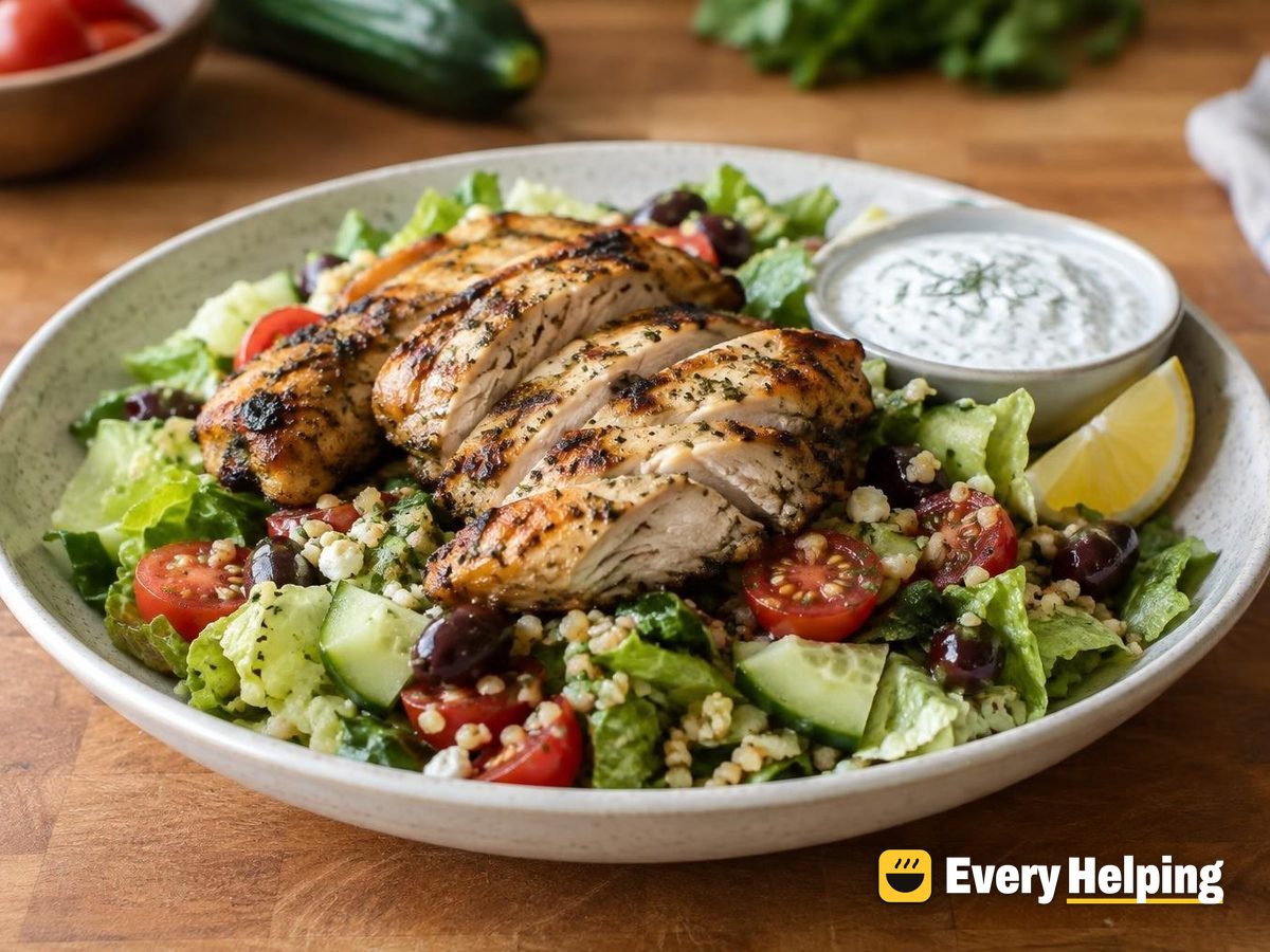 Grilled Oregano Chicken Chopped Salad, Dill Yogurt