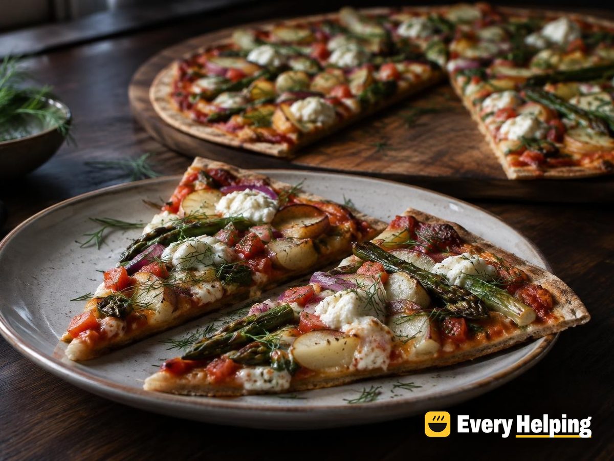 Thin-Crust Dill Pizzas with Roasted Asparagus