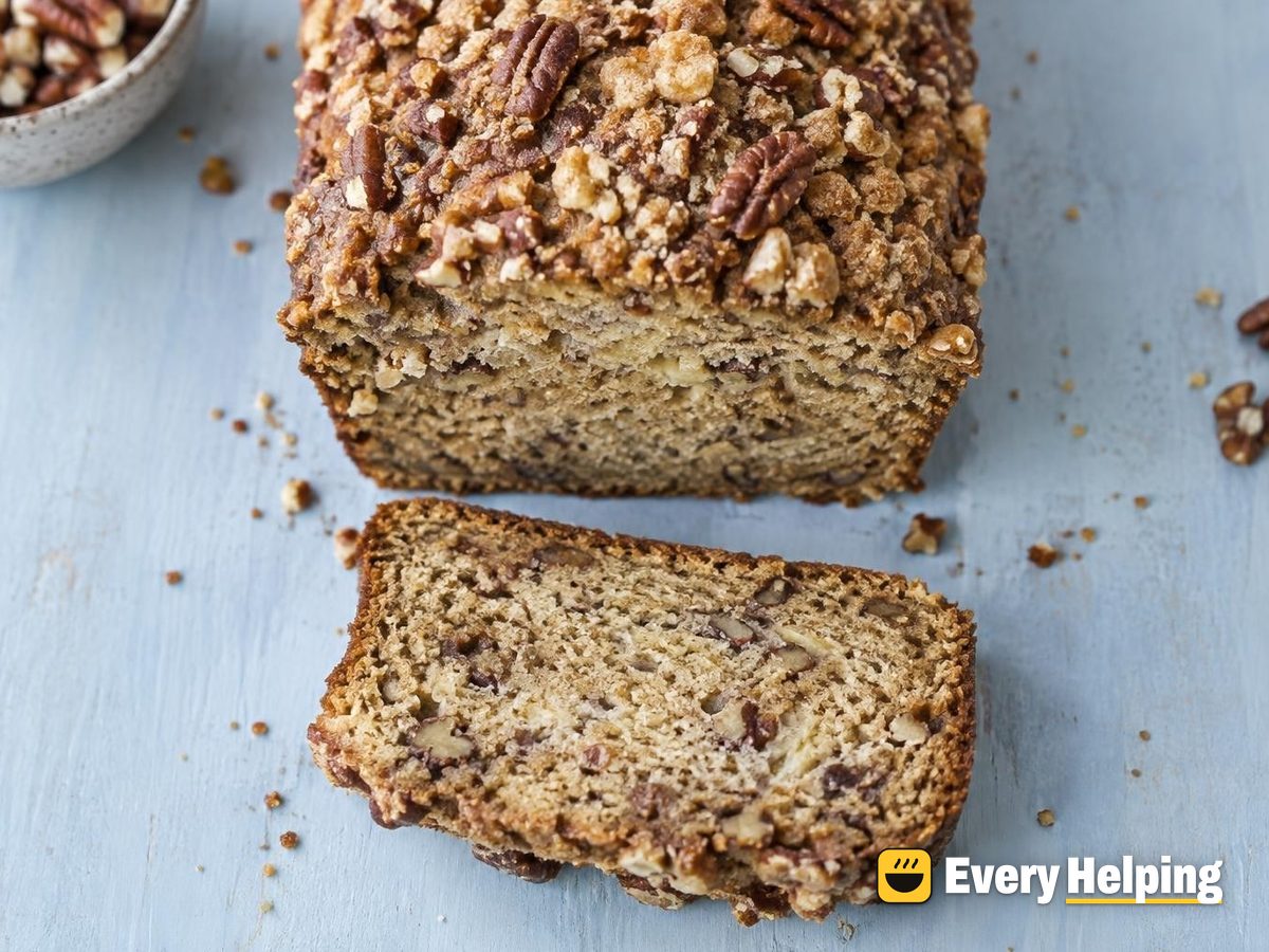 Peanut Butter Banana Bread with Pecan Streusel