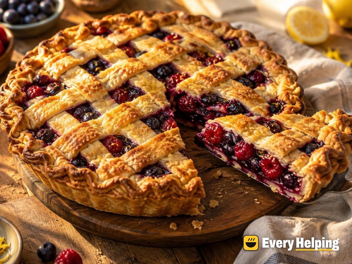 Lemony Raspberry Blueberry Lattice Pies