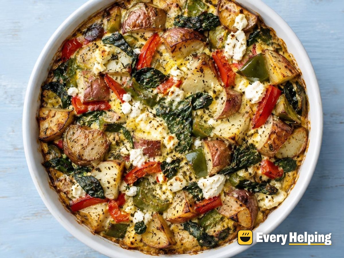 Greek-Style Potato, Spinach and Feta Bake