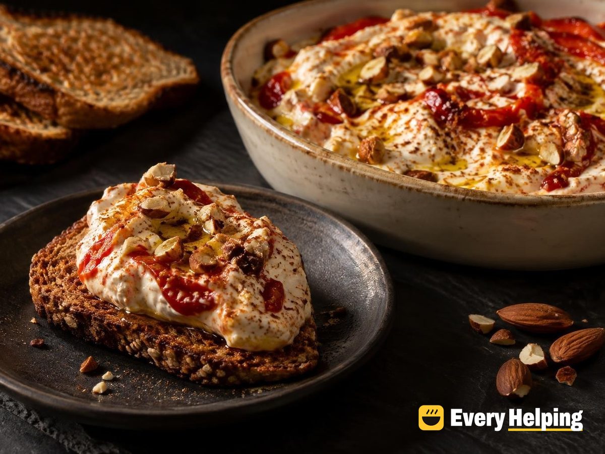 Charred Pepper Yogurt Dip with Cumin Toast