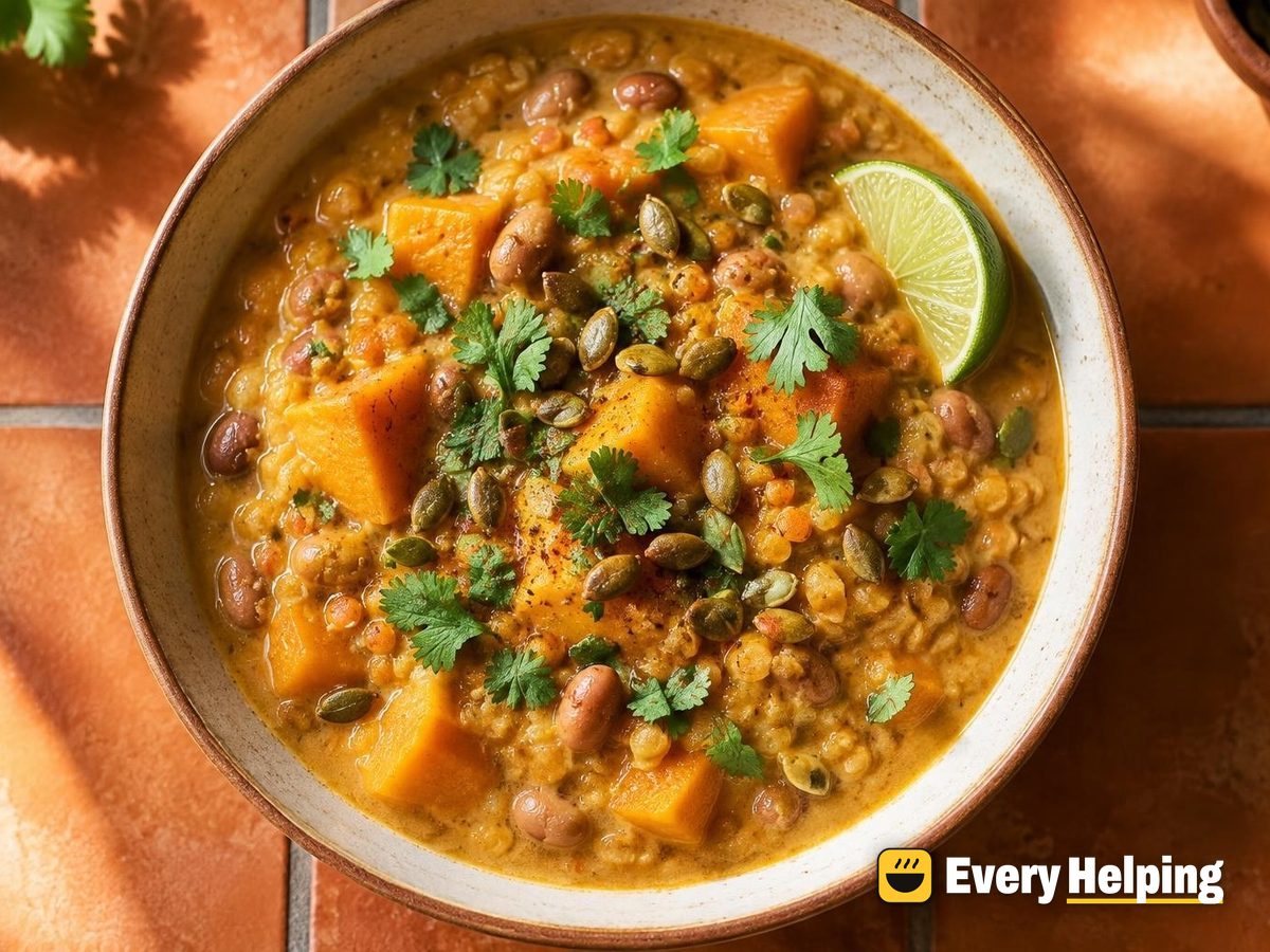 Coconut Red Lentil and Pinto Bean Pozole-Style Stew