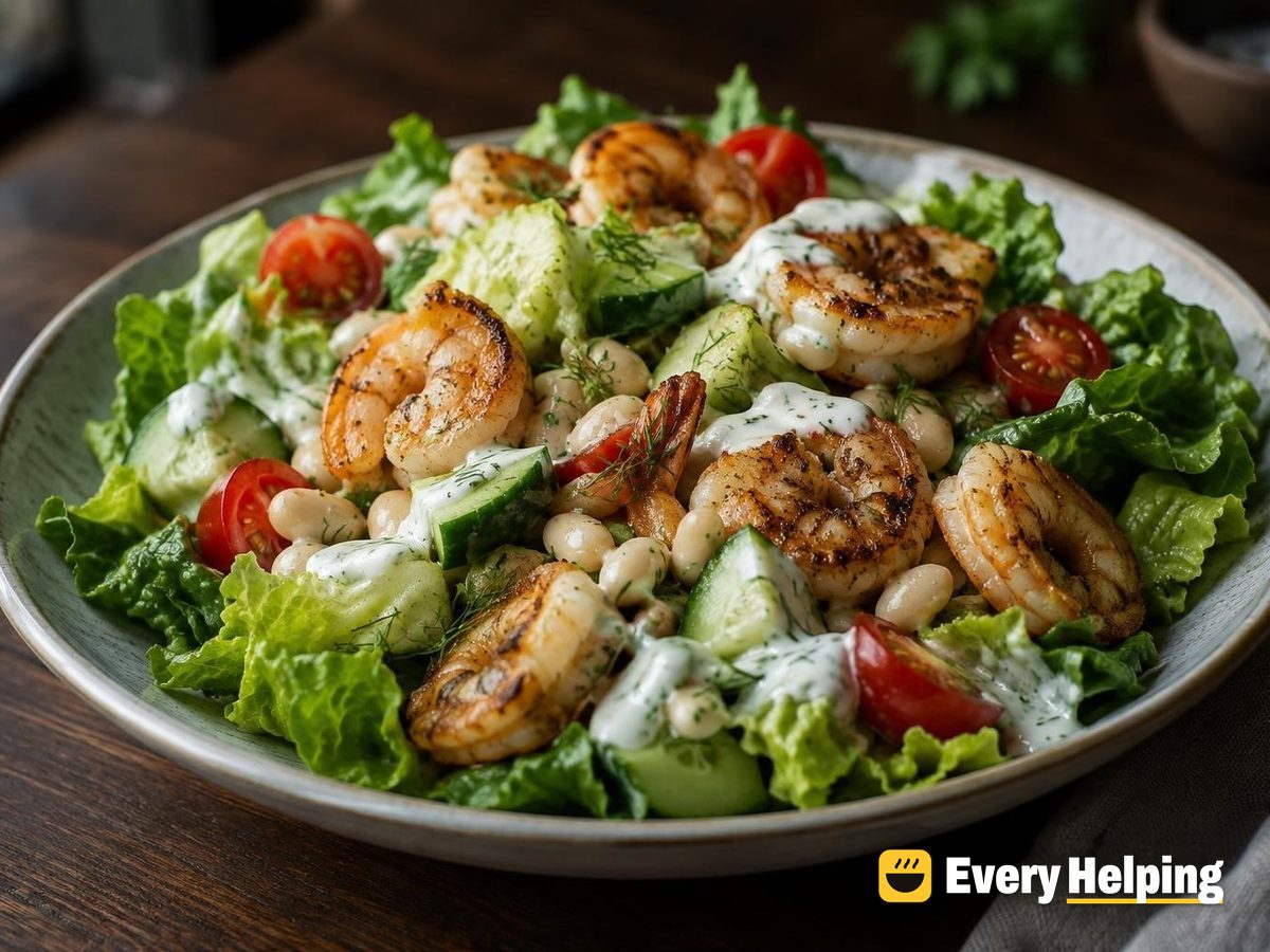 Garlicky Shrimp and White Bean Salad with Dill Yogurt