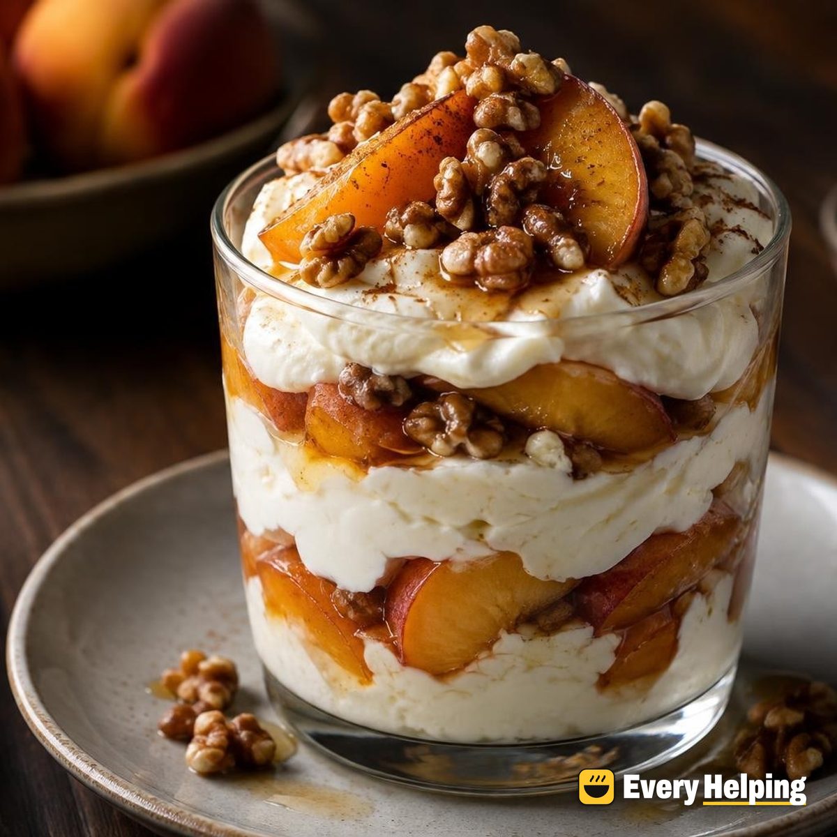 Peach Pie Yogurt Parfait with Maple Walnuts