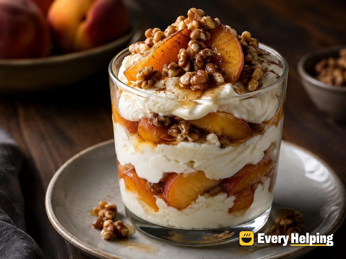 Peach Pie Yogurt Parfait with Maple Walnuts