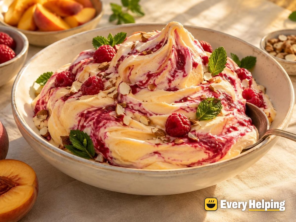 Peach Melba Soft-Serve Frozen Yogurt