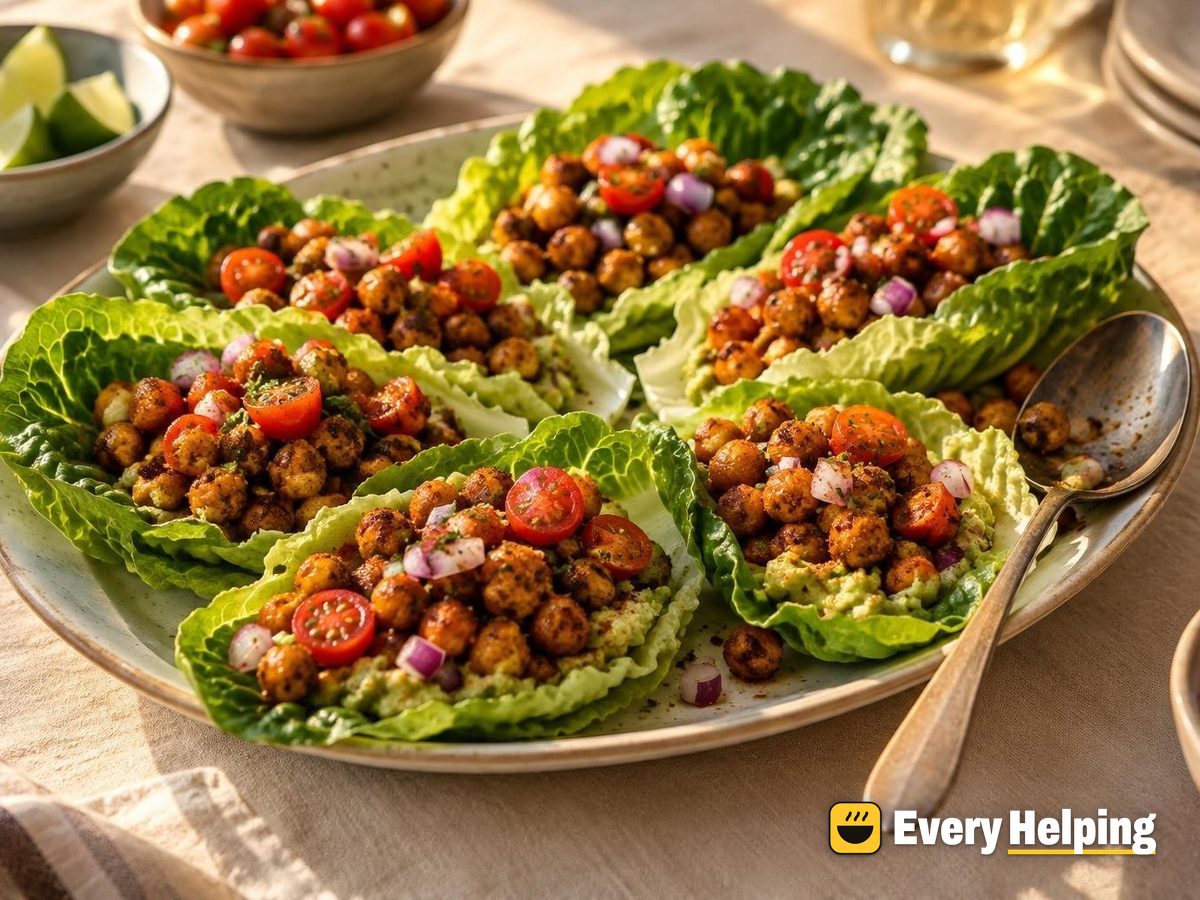 Crispy Cumin Chickpea Lettuce Wraps with Avocado