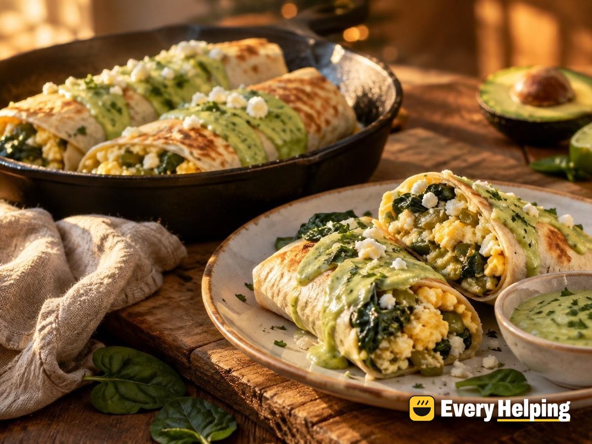 Green Chile Egg and Spinach Breakfast Burritos