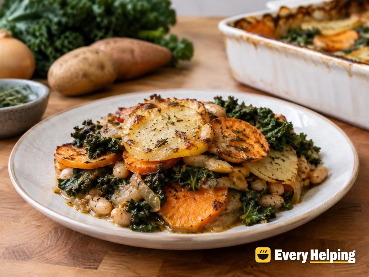 Herbed Potato, Kale and White Bean Bake