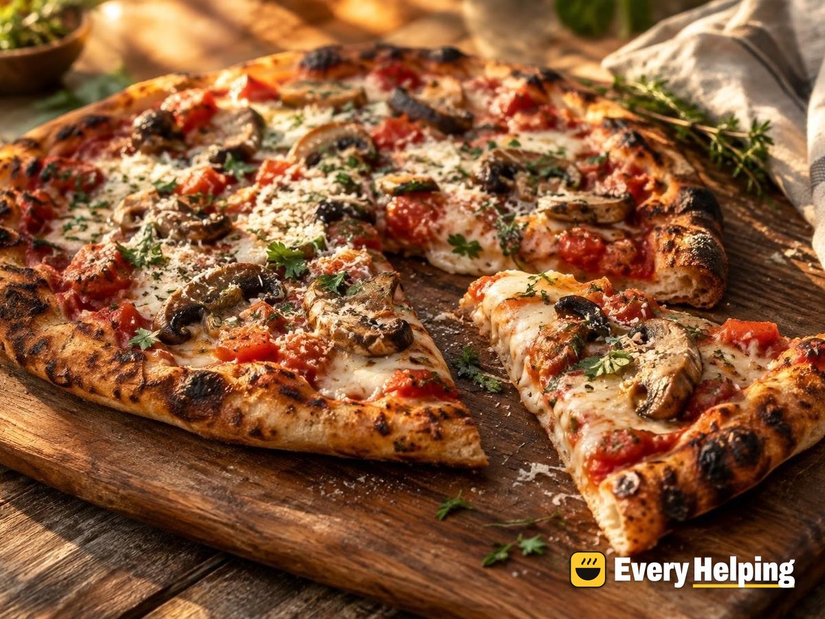 Grilled NY Pizzas with Parmesan, Mushrooms and Thyme